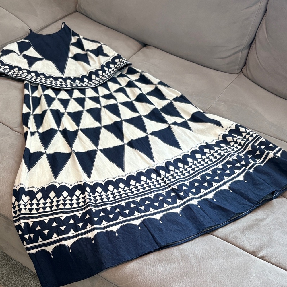 FARM Rio Navy and white/cream Geometric set (skirt and top)